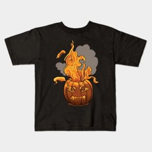 Pumpkin On Fire Kids T-Shirt